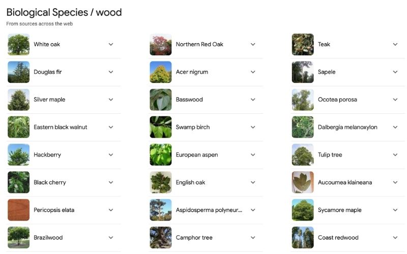 What are wood species?