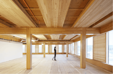 A building applied with cross laminated timber