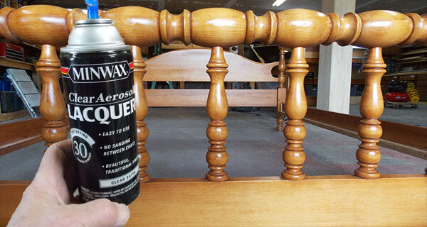 applying minwax lacquer spray to gloss the wood