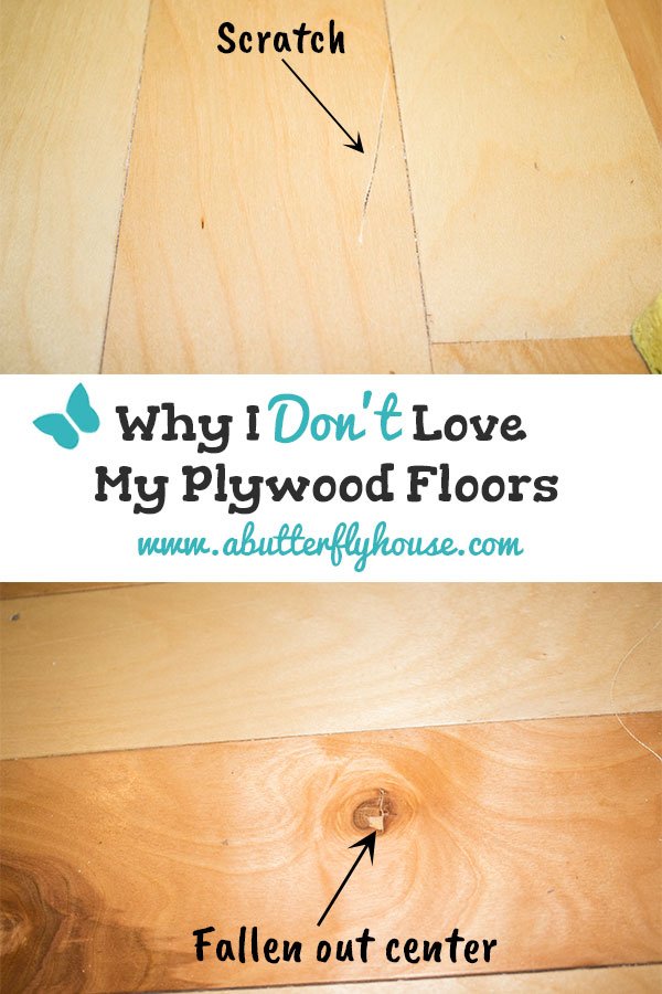 Don't put down DIY plywood floors without reading this! All the good and bad things after two months of plywood floors in my kitchen! #DIY #HomeImprovement #PlywoodFloors #Plywood #AButterflyHouse