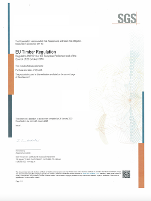 Vinawood's EUTR Certificate